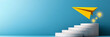 © Chubby Studio - Ai generates creative flight paper plane ascending steps business environment inspirational concept