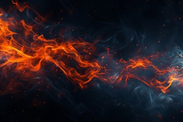 Poster - Abstract flames dance vividly against a dark background, swirling and intertwining in a captivating display of colors and light, creating an intense visual experience that draws in the viewer