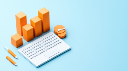 Poster - Dynamic infographic showing data analysis with keyboard and charts