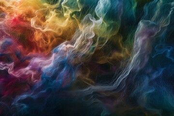 Poster - Ethereal threads of vibrant colors weave through a cosmic loom creating an enchanting tapestry of swirling hues and light in an otherworldly display of beauty