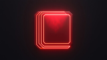 Poster - Neon red glowing square shapes on dark background, representing technology