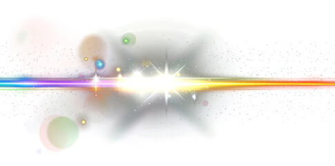 Wall Mural - png light effect with a rainbow background flare stars.