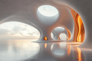 Aufkleber - Futuristic Minimalism Soft Natural Lighting Clean Aesthetic Geometric Design Background