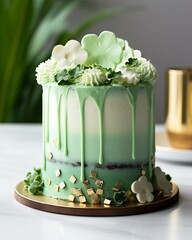 Wall Mural - Green Cake with Irish Shamrock Hat Decoration 