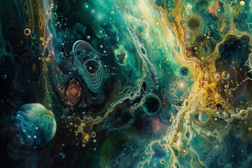 Poster - Explore the mesmerizing beauty of a colorful fourth dimension galaxy, filled with swirling cosmic elements and vibrant celestial objects at the edge of the universe