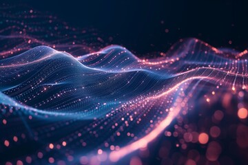 Fototapete - Exploring the ethereal beauty of abstract digital backgrounds with flowing waves of light and color in a mesmerizing design element showcasing motion and depth