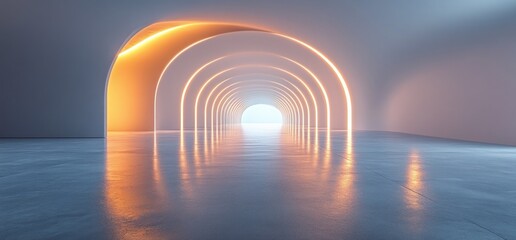 Aufkleber - Futuristic White Gallery Room with LED Lighting and Minimalist Design