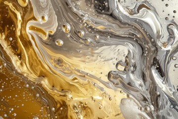 Poster - Liquid gold gracefully merging with silver in a celestial harmony, creating an enchanting display of elegance and artistry in a mesmerizing dance of colors