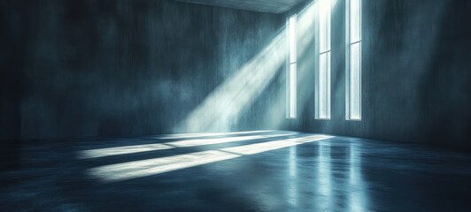 Aufkleber - Dark Minimalist Studio Space with Spotlight and Smoky Floor for Nightclub and Performance Background