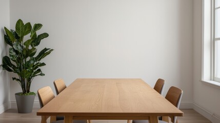 Poster - Modern conference room with wooden table and chairs