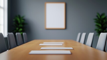 Aufkleber - Empty conference room table with documents and task lists awaiting business meeting