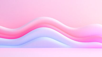 Poster - Abstract Fluid Waves in Soft Pink and Blue Tones with Subtle Gradient for Background or Wallpaper Use
