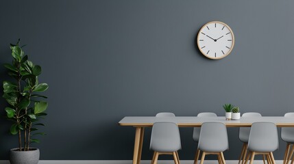 Poster - Modern conference room with empty table, plants and natural light