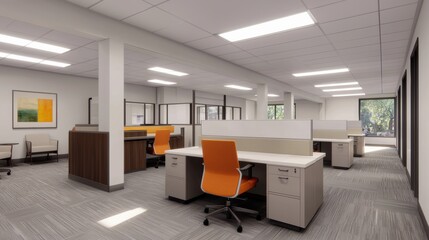 Poster - Modern open space office promoting collaborative working environment