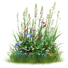 Wall Mural - png flowers colorful grass green.