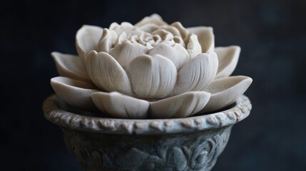 Wall Mural - White Ceramic Lotus Flower in a Pot