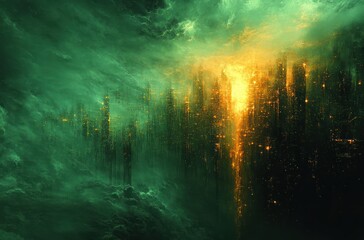Aufkleber - Elegant Green Christmas Vintage Background Texture with Abstract Marbled Stone Design