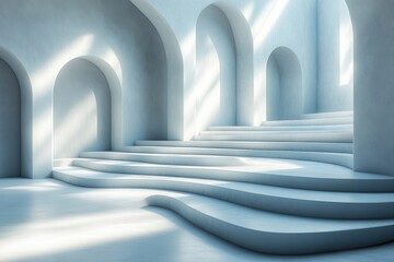 Aufkleber - Minimalist Architectural Space with Geometric Shapes and Soft Lighting