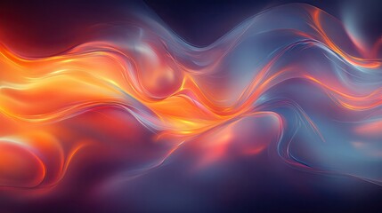 Abstract swirling orange blue energy waves, dark background, digital art, website banner