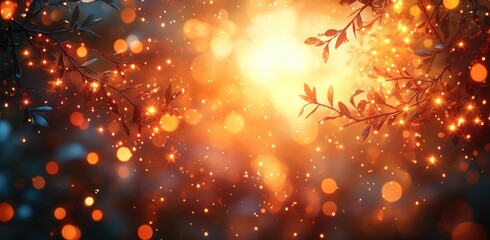 Aufkleber - Bokeh Background with Colorful Fairy Lights for Festive Celebration