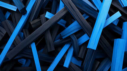 Poster - abstract geometric pattern: a captivating interplay of black and blue rectangular prisms create a dy