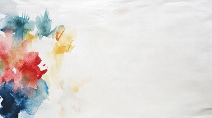 Poster - Watercolor texture background with colorful splashes on a white canvas ideal for artistic designs and creative projects.