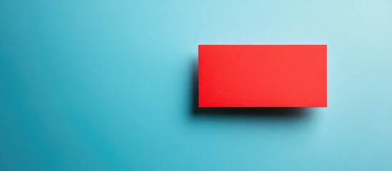 Poster - Red rectangular card positioned diagonally on a soft blue background, ideal for business branding and commercial concepts, with ample negative space for text.