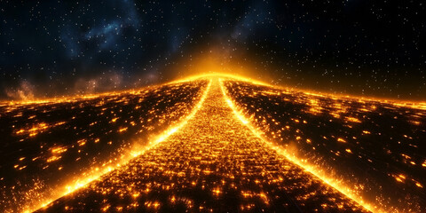 Poster - path of fire: a mesmerizing abstract image of a fiery path leading towards a radiant, celestial glow