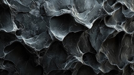 Poster - Organic Black Stone Surface with Unique Textural Patterns for Background and Design Use