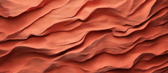Poster - Textured Red Terracotta Fabric Surface with Flowing Waves and Empty Space for Text in a Warm Earthy Toned Background