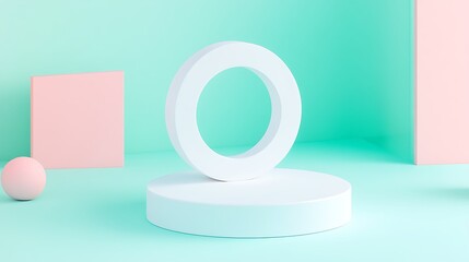 Poster - Modern Minimalist Geometric Shapes on Soft Pastel Background for Creative Design Concepts