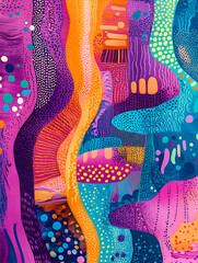 Poster - abstract organic patterns: vibrant, swirling abstract art in a dazzling spectrum of colors, reminisc