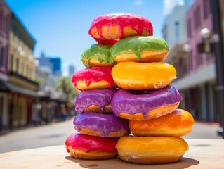 Sticker -  Stack of Colorful Doughnuts in New Orleans