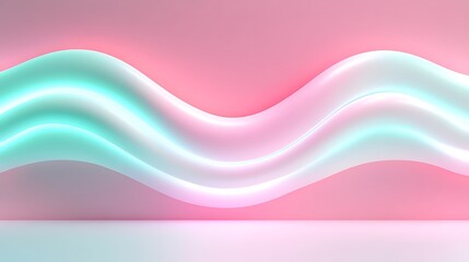 Wall Mural - Soft Curved Waves of Pink and Blue Light with a Modern Futuristic Aesthetic for Artistic Backgrounds