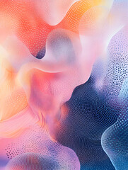 Poster - Abstract Fluid Forms: Dreamlike swirls of pastel hues create a mesmerizing abstract composition, featuring intricate textures and gradients of pink, orange, and blue.