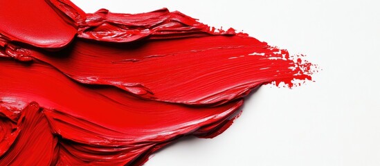 Poster - Vibrant Red Textured Paint Stroke on Clean White Background Ideal for Creative Design with Ample Space for Custom Text or Marketing Messages