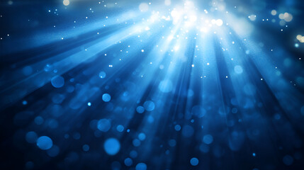 Poster - celestial blue rays: a breathtaking burst of blue light, radiating outwards like sunbeams, is speckl