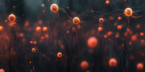 Poster - abstract bioluminescent field: a mesmerizing digital illustration of a field bathed in an otherworld