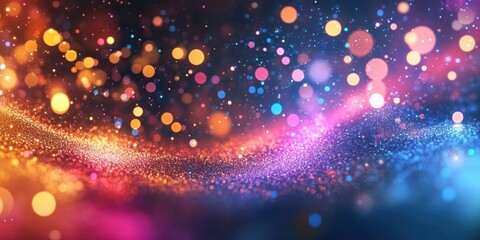 Poster - Abstract painting with vibrant lights, blending realistic textures with artistic composition for a striking visual effect