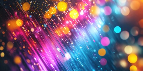 Poster - Abstract painting with vibrant lights, blending realistic textures with artistic composition for a striking visual effect