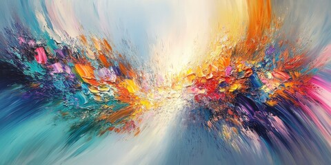 Poster - Abstract painting with vibrant lights, blending realistic textures with artistic composition for a striking visual effect