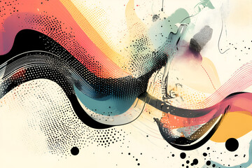 Poster - abstract flow: a vibrant explosion of color and texture, featuring dynamic swirls and splashes of te