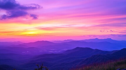 Canvas Print - Purple Mountain Majesty: A Breathtaking Sunset Landscape