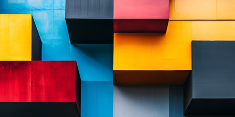 Aufkleber - abstract colorful blocks: a vibrant composition of colorful blocks in various shades of red, yellow,