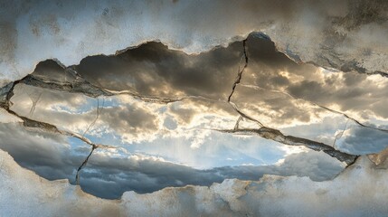 Poster - Cracked Wall Revealing Dramatic Sky