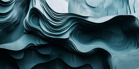 Poster - Abstract Teal Swirls:  A mesmerizing abstract image featuring flowing teal and blue waves, creating a sense of depth and movement. The layered design evokes a feeling of serenity and sophistication. 