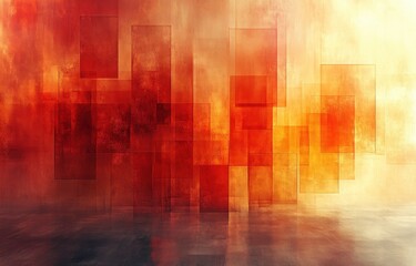 Poster - Abstract Orange Texture Modern Minimalism Background with Layered Squares Geometric Design for Autumn Halloween Thanksgiving