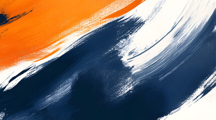 Poster - Abstract Brushstrokes: Dynamic interplay of bold orange and deep navy blue brushstrokes creating a vibrant, abstract artwork. Perfect for adding a modern and energetic feel to designs. 