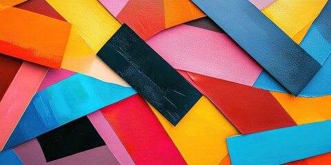 Poster - A Black rectangular tape, blending vivid colors and sharp contrasts for an artistic effect