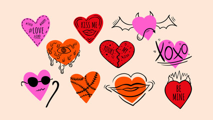 Poster - Set of hand drawn illustrations for Valentine's Day. Vector illustration